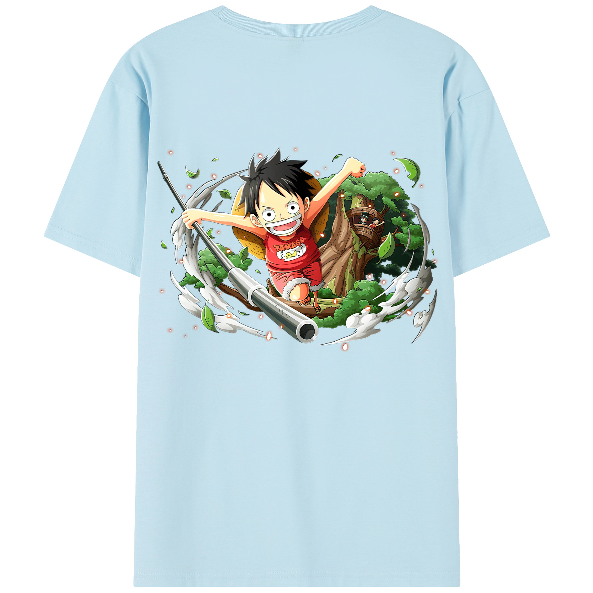 ワンピース モンキー・D・ルフィ ONE PIECE Monkey D. Luffy 綿100％半袖Tシャツ（背面プリント）